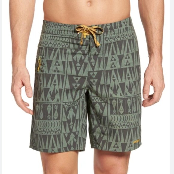 Patagonia Other - Patagonia Mens Wavefarer Board Shorts Geometric Flying Fish Swimming Beach Trunk